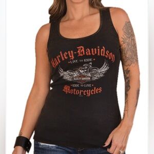 Harley-Davidson Women's  Front Graphics Tank Top Black